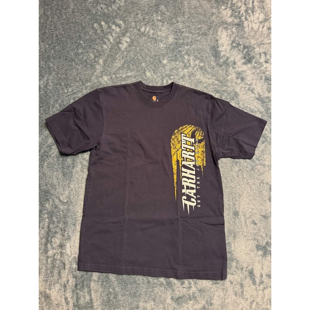 Carhartt Mens Medium Navy Blue Graphic T-Shirt Get The Job Done Heavyweight K608